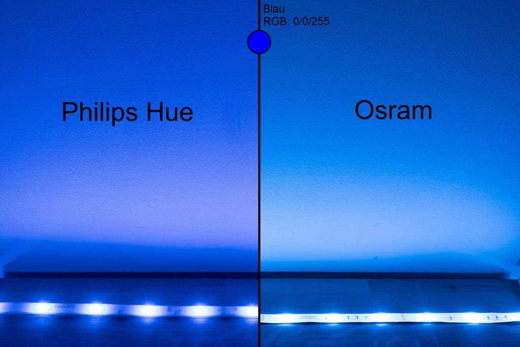 Philips Hue vs Osram - Blau Vergleich
