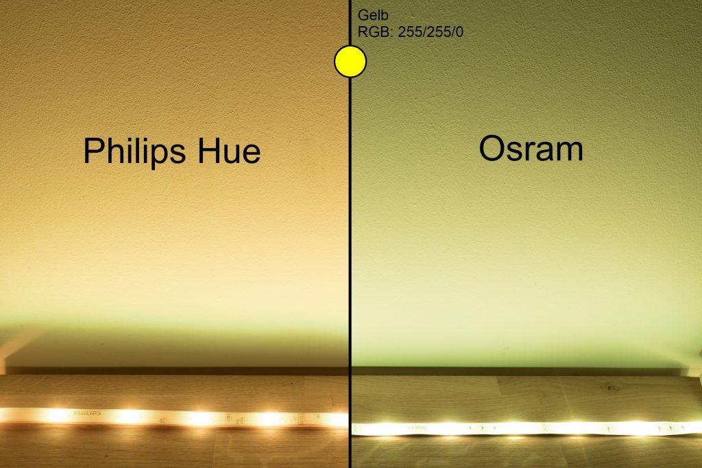 Philips Hue vs Osram - Gelb Vergleich