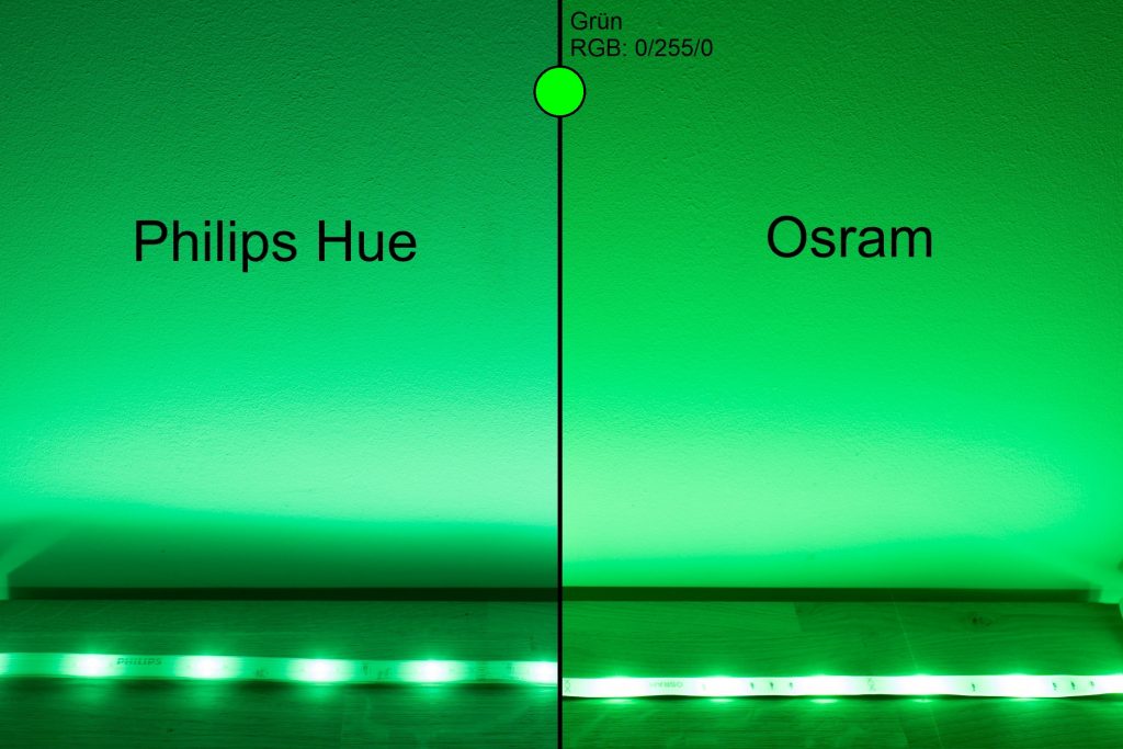 Philips Hue vs Osram - Grün Vergleich