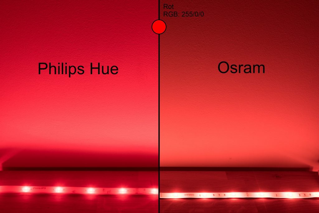 Philips Hue vs Osram - Rot Vergleich