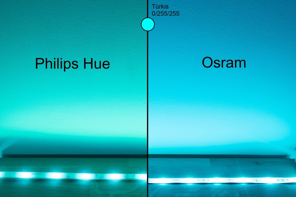 Philips Hue vs Osram - Türkis Vergleich